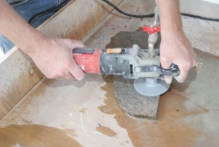 If the preferred side of the stone has cut marks that you d like to remove, you can easily remove them with a wet/dry sander and a 30 grit diamond blade.
