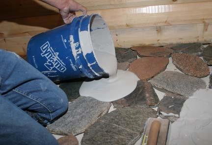 Step 10 Apply Grout/Mortar Mix After the grout is properly mixed it can be poured directly from the mixing bucket to the area being grouted or can be applied with a grout bag.