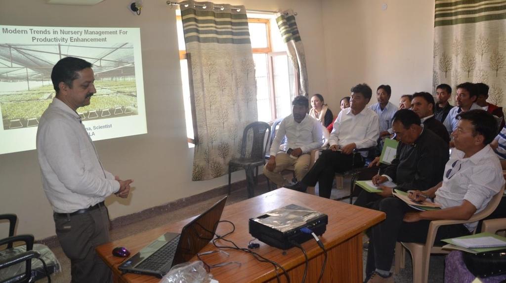 Shri Pitamber Singh Negi, Scientist, HFRI, Shimla, who has done significant research work in seed and nursery technology of Juniper, gave a detailed presentation on this aspect and shared his