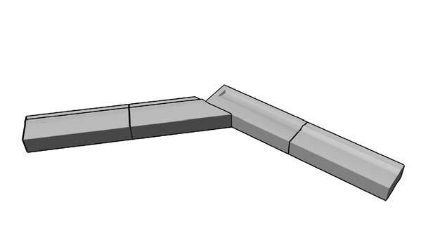 25"(28.5cm) Place blocks on the base course leading to the corner. Place the cut block and align a corner block as shown, insetting corner block a minimum of 11.25"(28.5cm) (Block Depth) from the edge.