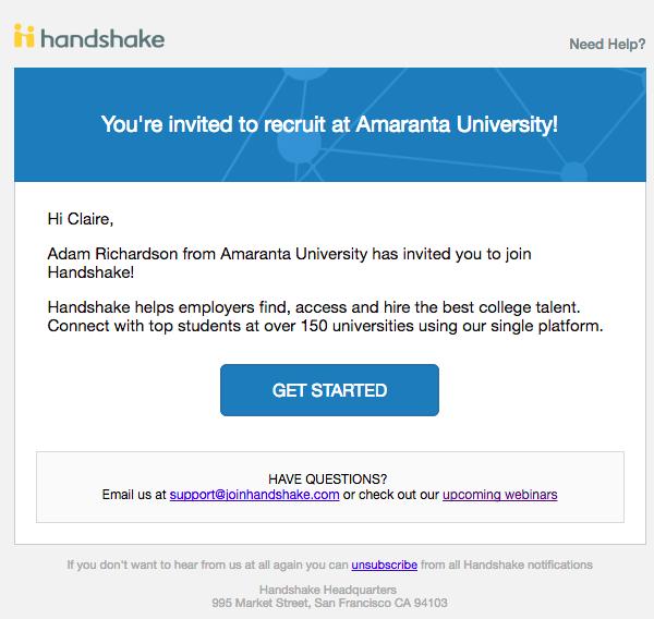 A mobile experience - update your job postings, view applicants, and more all while on the go using Handshake's responsive design. Engaging with students and alumni in the AGGIE Handshake community.