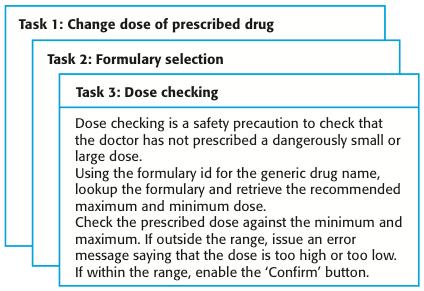 Examples of task cards for prescribing medication