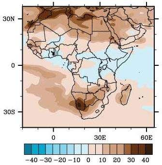 Percentage Change in Intensity of 1 in 30 Year Extreme Dry