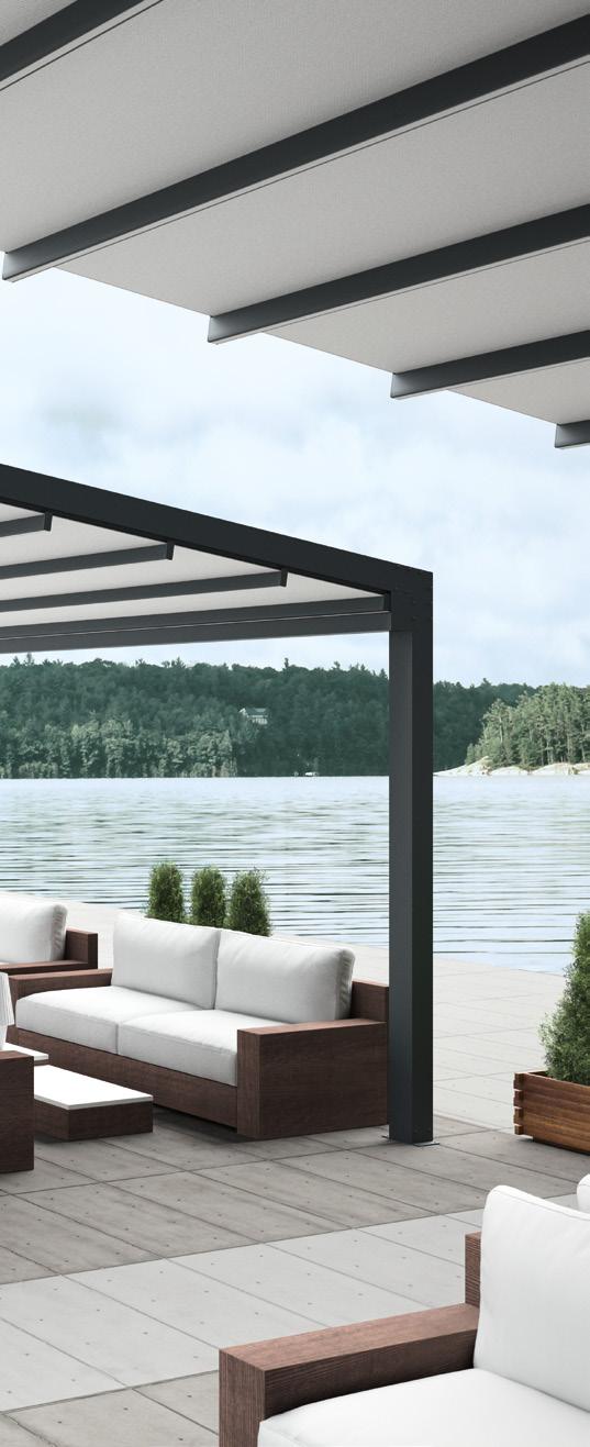 FULVIA TENSIONED FABRIC PERGOLA Style and protection page 20 AN ALLY TO THE HOSPITALITY INDUSTRY Its modulation and the ample personalisation opportunities offered by its wide range of finishes allow