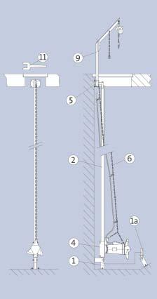winch 1 Bottom fixation, horizontal 2 profile tube 4 6