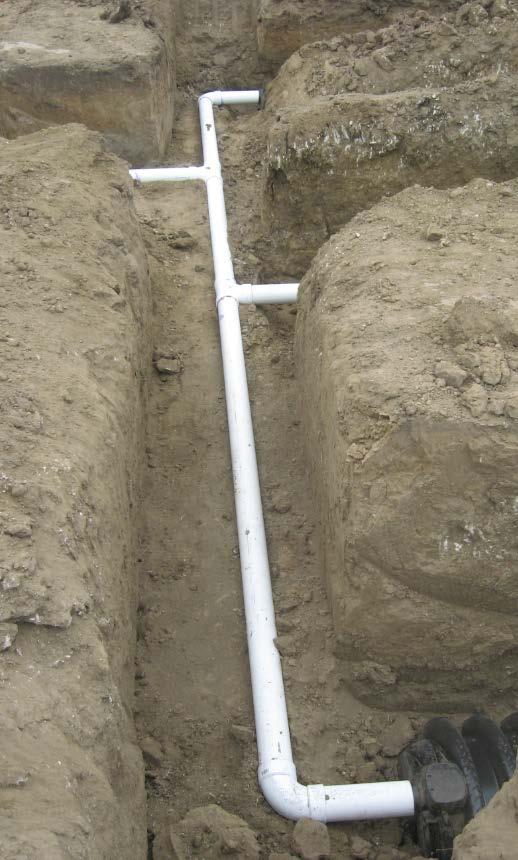 Manifold Distribution using 90, WYE and TEE fittings is an option as well: Trenches are to be no deeper than 48 to the bottom with at least 12