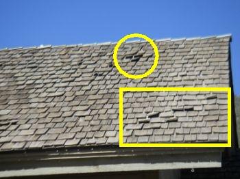 Localized areas of curling/ twisted shingles. Recommend evaluation of roof to ensure all areas are in good condition. 2. Flashing 3. Chimney 4. Sky Lights 5. Spark Arrestor 6.