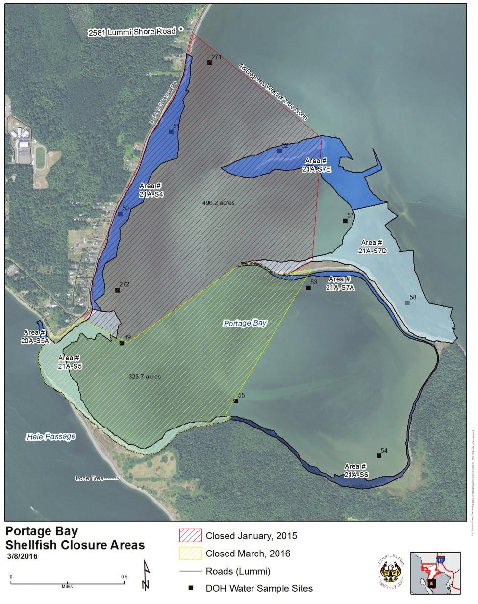 Fecal Coliform Pollution Forces Partial Closure of Portage Shellfish Growing Area In September 214, in order to protect public health and safety, the, in consultation with the Washington Department
