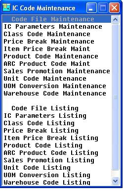 Code File Maintenance Menu Code File Maintenance Menu Introduction This menu gives you access to the parameters and code files.
