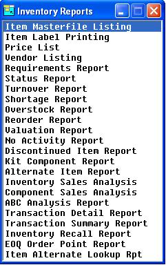 Reports Menu Reports Menu Introduction This menu gives you access to the monthly reports. All of the reports on this menu may be printed at any time.