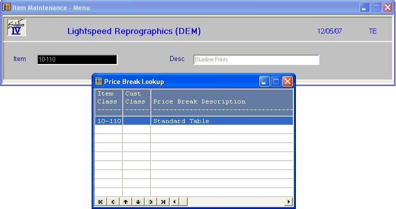 Price Break Lookup Price Break Lookup Introduction This option allows you to view price break records