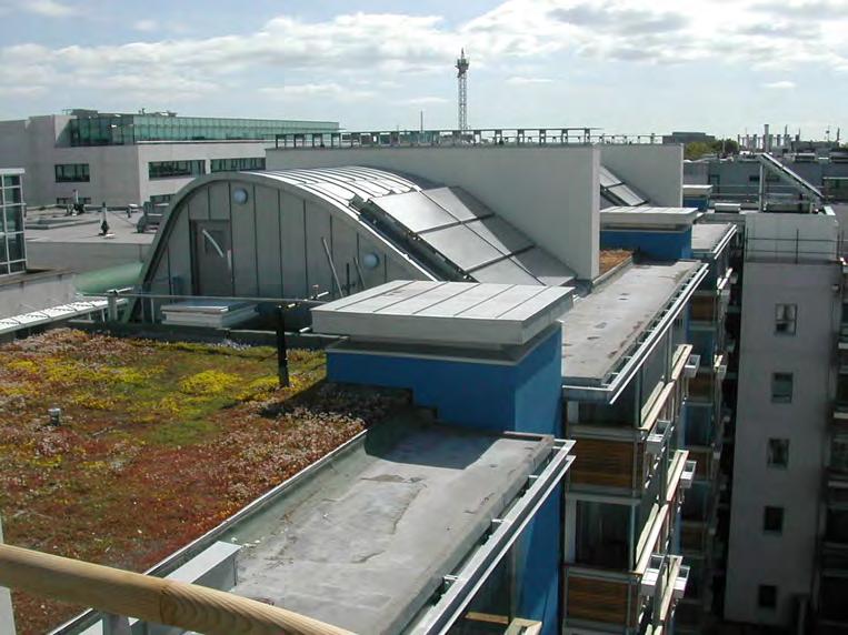 2. Energy (b) Heating Strategy - Solar thermal panels on the roofs feed.. - central, high efficiency gas condensing boilers.