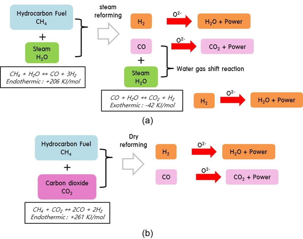 326 Journal of the Korean Ceramic Society - Young Jin Kim and Hyung-Tae Lim Vol. 52, No. 5 Fig. 1. Possible reaction pathway with (a) steam reforming and (b) dry reforming.
