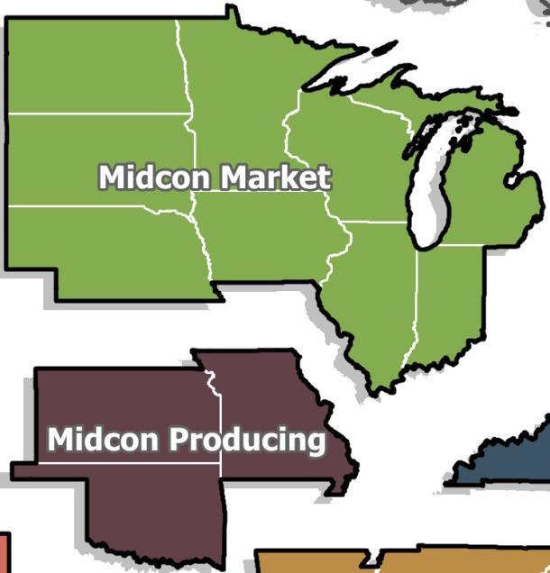 Bcf/d Bcf/d Net Northeast flows to the Midcon Market flip Midcon Market