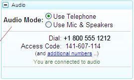 2 Managing your audio... Use Telephone This option allows you to dial in from your phone.