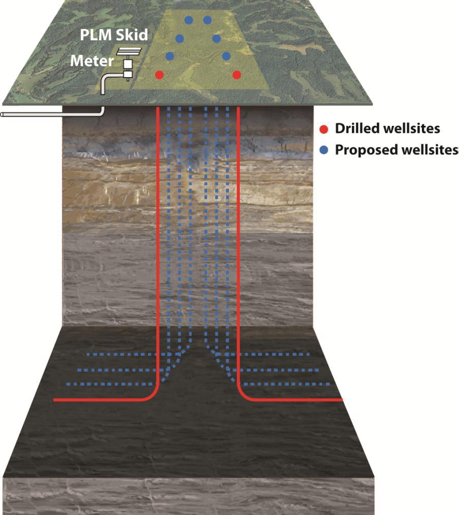 PAD DRILLING ADVANTAGE Up to 20 wells on a single large pad Directional Drilling from