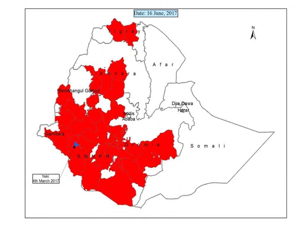 Fall Armyworm Distribution in Ethiopia Current status: 6 Regions 49 zones 385 woredas