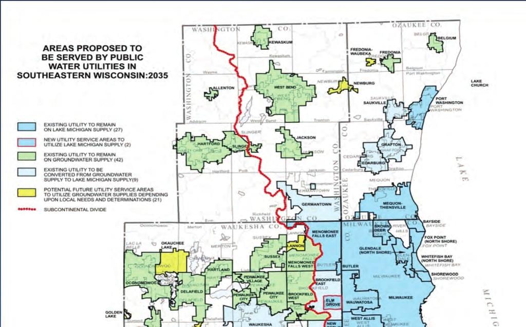 Sources of Supply Plan Component Utility areas expected to continue to use Lake Michigan as a source of supply include: Eastern Menomonee Falls Eastern