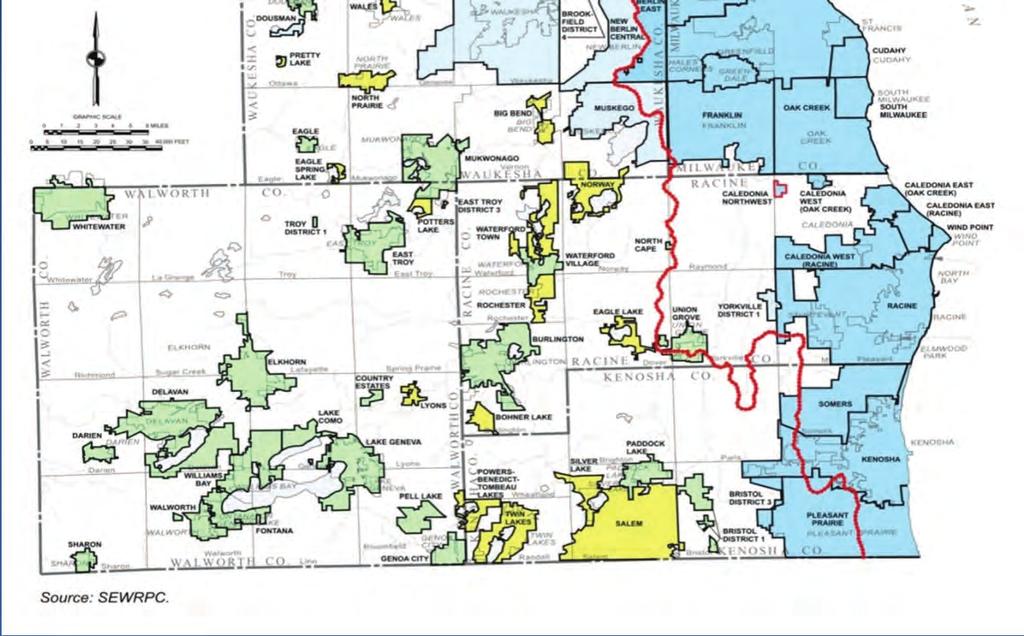 divide) Central New Berlin (straddling community, return flow system already in place) Elm Grove (east of divide) Muskego (straddling community, return