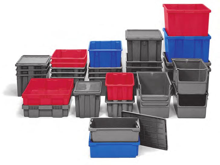 Stack-N-Nest Containers Containers nest when empty and stack when full for space savings and efficiency.