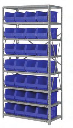 > Stand-alone shelf units available (M1836-6, M2436-6, M1836-7, M1836-8 and M1836-11). > Holds up to 24 bins. Shelf Systems > Accommodates Part Bins (pg.