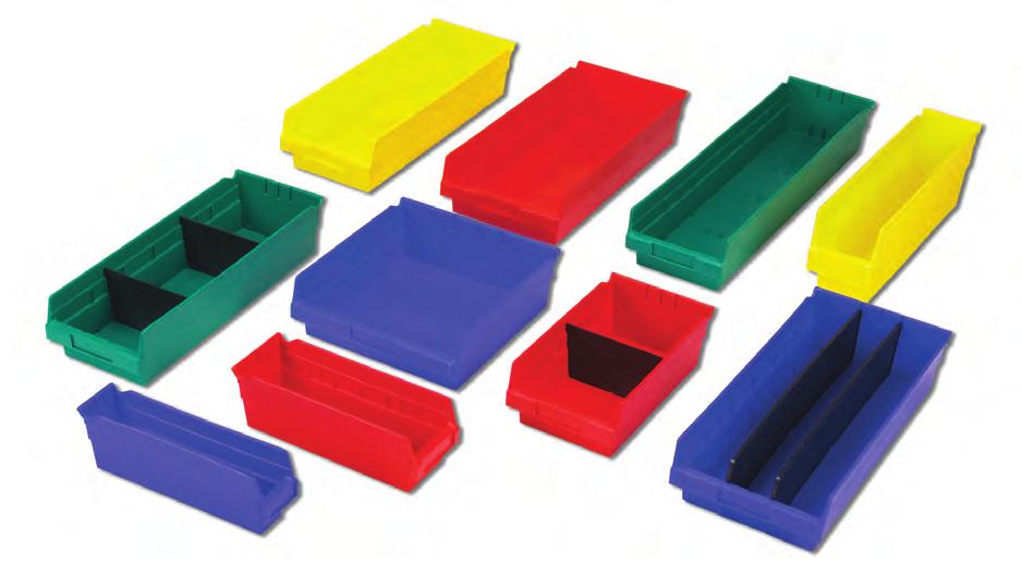 Shelf Bins Drive efficiency and hidden costs out of a variety of industries operations at an affordable cost. LEWISBins+ Shelf Bin Dividers are engineered to provide versatility for your shelf bins.