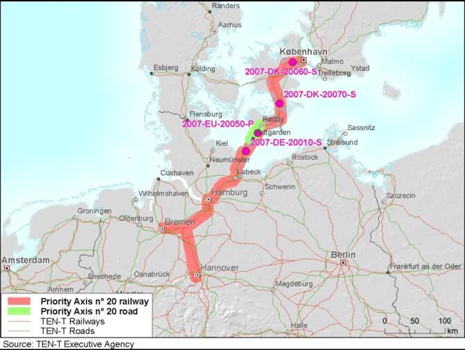 APPENDIX Figure 54 - Railway axis Fehmarn belt (http://tentea.ec.europa.eu/en/ten-t_projects/30_priority_projects/priority_project_20/priority_project_20.htm, 2010-01- 27) 12.4.9 MOTORWAY OF THE SEA Four motorways of the sea corridors have been identified for support across the EU.