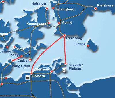 MAPPING OF THE SITUATION IN THE CORRIDOR Figure 18 - Freight ferry options for train transport from Germany to Sweden (Scandlines, http://www.scandlines.de/images/route_rail.