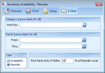 An Inventory Availability report can also be generated.