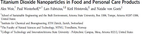 ACS Environmental Science and Technology Article (18 Jan 2012) ACS Environmental Science and Technology Article (18 Jan 2012) Quantify amount of TiO2 in foods; estimate human exposure to dietary nano