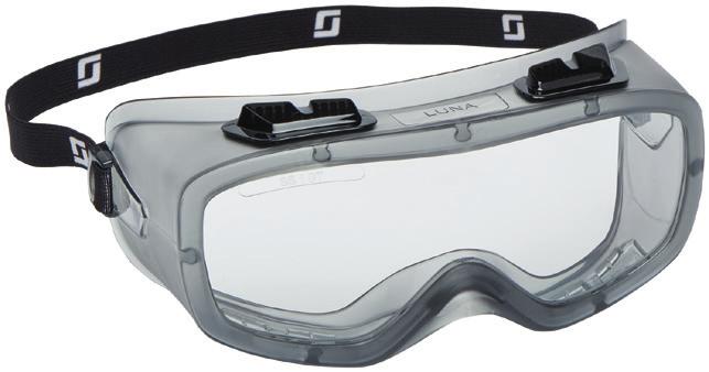 Luna provides a choice of lens material and ventilation system. APPLICATIONS The Luna goggle is suitable for a wide variety of industrial applications.