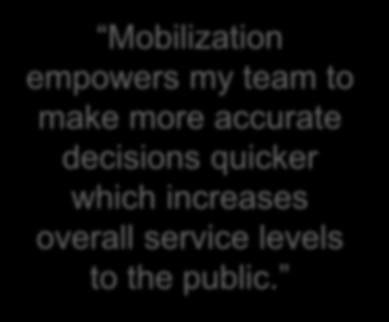 Mobilization empowers my team to make more accurate decisions quicker which
