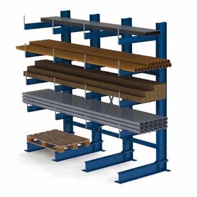 META MULTISTRONG Heavy Cantilever racks - Standard bays for "Heavy" Single-sided rack Double-sided rack racks for heavy load requirements for horizontal storage of long goods; storage of sheet goods