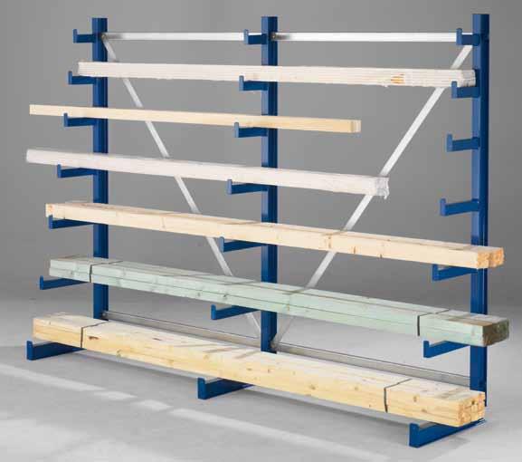 META ATLAS ST long goods racks Standard bays for welded long goods racks Long goods single Long goods double Cantilever arms with varying arm lengths (shortening towards the top) The welded