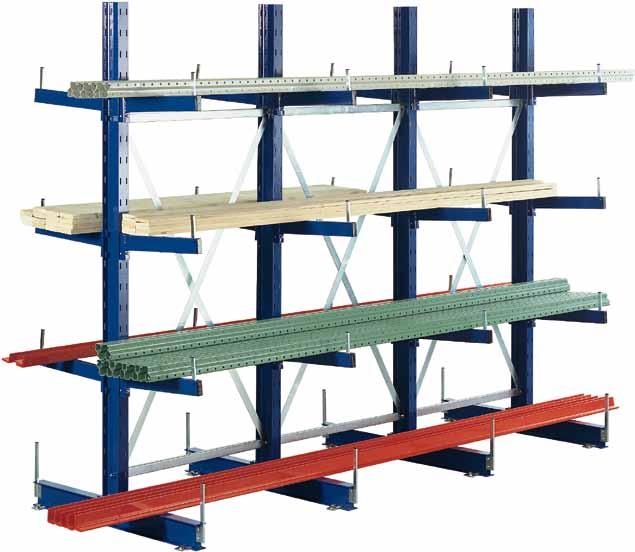 META MULTISTRONG cantilever racks System description META MULTISTRONG Medium M = medium load of the cantilever arms Hot-rolled IPE 10 sections punched on both sides for subsequent conversion from