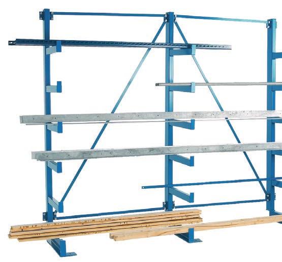 Storage Racks Cantilever Racking Fully welded construction Load capacity per arm: 200kg Each arm has end stops to prevent
