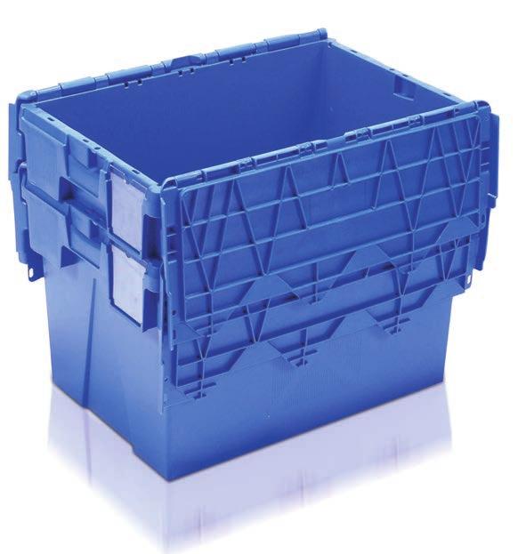 Containers Economy Attached Lid Containers Up to 75% height saving when nested Designed for both automated & manual handling Lids are equipped with ribs which hold stacked containers securely