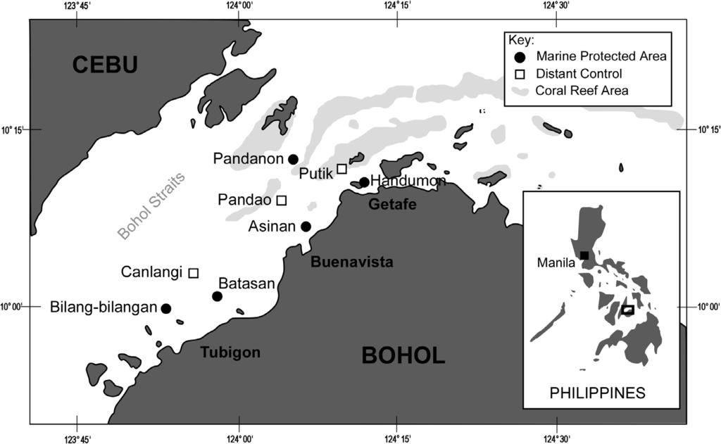 586 BIOLOGICAL CONSERVATION 136 (2007) 584 601 Fig. 1 Map of Bohol, central Philippines, indicating location of reserve sites, Control sites and Municipalities.