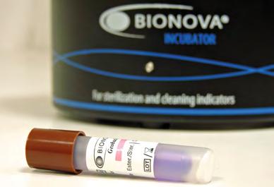 Inside the tube, there is a sealed-glass ampoule with a specially-formulated culture medium containing a ph indicator which turns to yellow when spores grow.