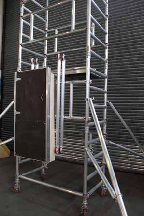 15. You will now need to return to the bottom of the tower and place the remaining 2 brace frames, folding toe board and second platform onto