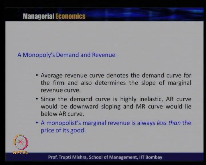 (Refer Slide Time: 27:59) So, when a monopoly increases the amount itself it has two effect on total revenue. So, what is our total revenue? Total revenue is price and quantity.
