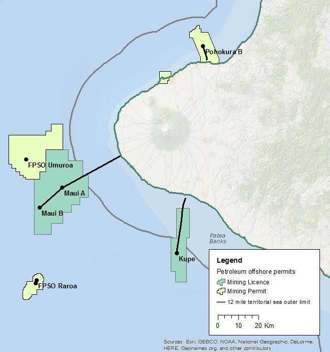 Figure 4: The five offshore production fields currently producing hydrocarbons, offshore Taranaki basin What offshore decommissioning will happen in New Zealand?