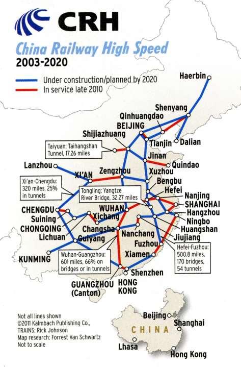 Ambitious Plans By the end of 2011, China will have about 8,100 miles of HSR (125 mph+) By end of 2015, plans are to have 16,000 miles of