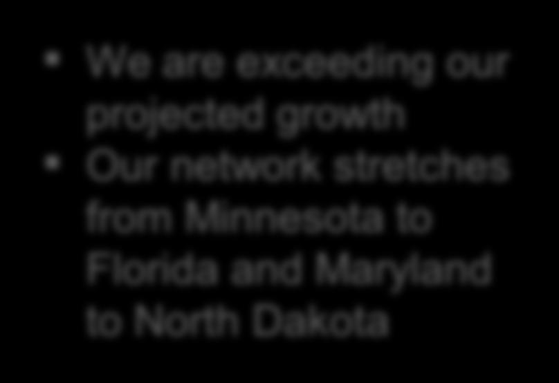enrollees We are exceeding our projected growth Our network
