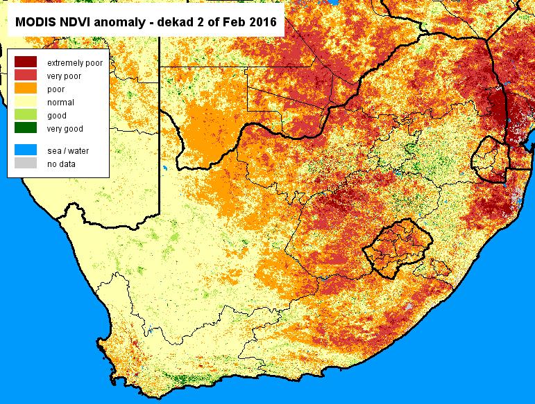 Figure 30: MODIS NDVI absolute anomalies for Oct 2015 to