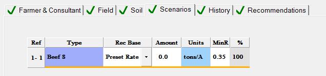 4 The organic material will now show up in the Organics grid at the top of the Scenarios page.