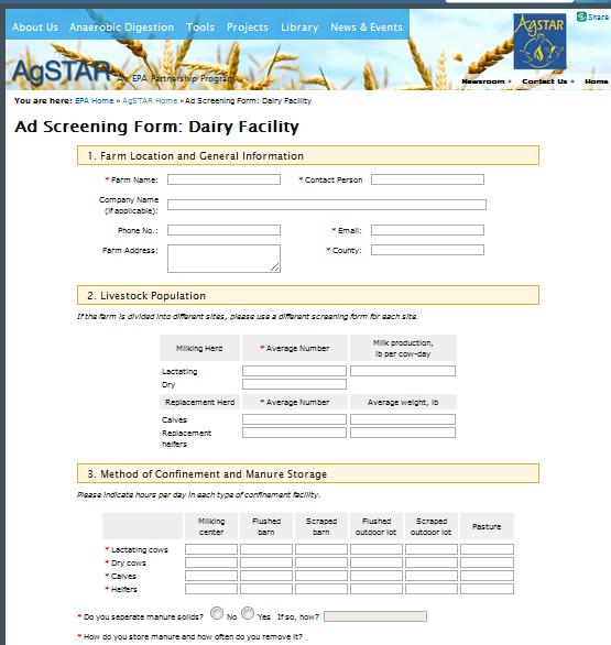 Free Screening for Farms Dairy/swine farms Preliminary look at incorporating AD on your farm Can follow-up with more in-depth