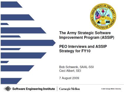 Oct 2010 Coping with System/Software Complexity is a Must 2008-2009 Interviews with Army PEOs Relationship between system engineering and software engineering is driving system complexity Example: