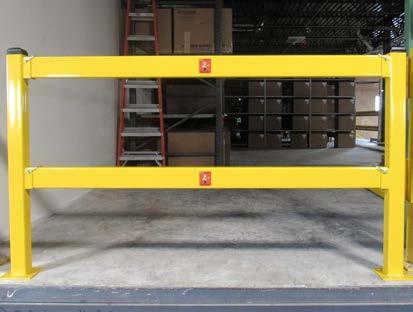 Double gate has built-in stop Ideal mezzanine protection Quick release hardware for rails included Swing Gate No.