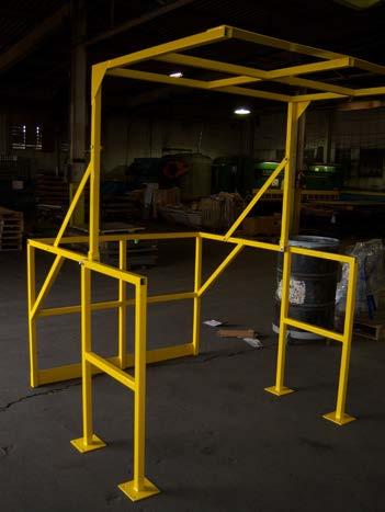 Manufactured to specific width requirements. Factory welded steel framework. Gates are 42" high, with one mid-rail and 4" toeboard.